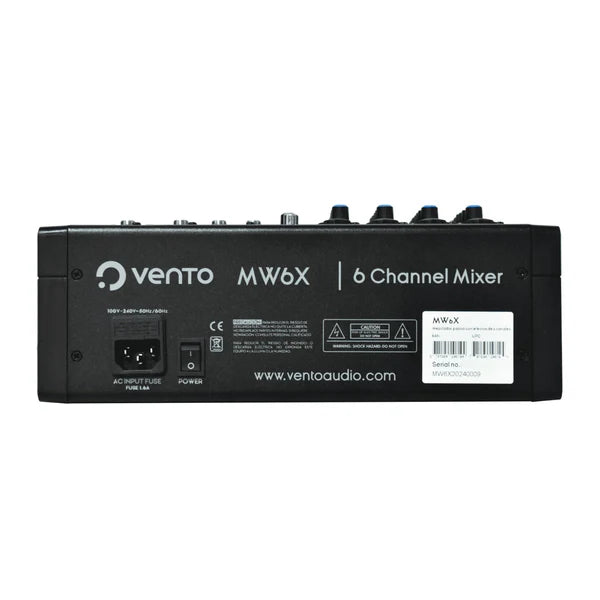 Mezclador de audio Pasivo 6 Canales con Interface y Efectos Vento MW6X