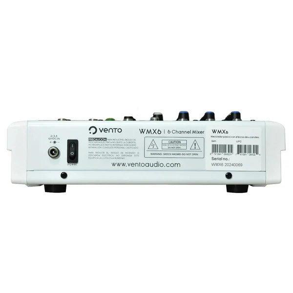 Mezclador de audio Pasivo 6 Canales con Interface y Efectos Vento WMX6