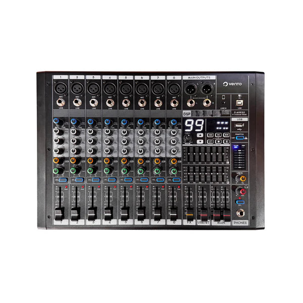 Vento P-MW8X – Consola Mixer Activa De 8 Canales Con Efectos Digitales