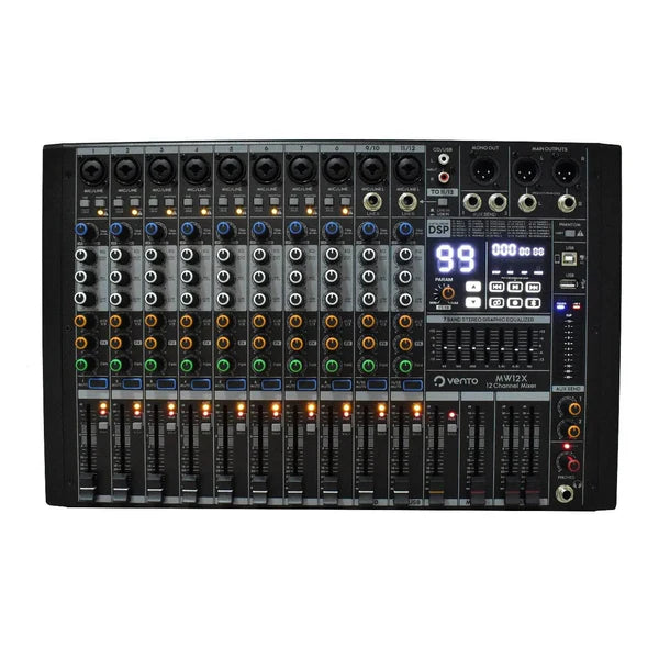 Mezclador de Audio pasivo de 12 Canales con Efectos Vento MW12X
