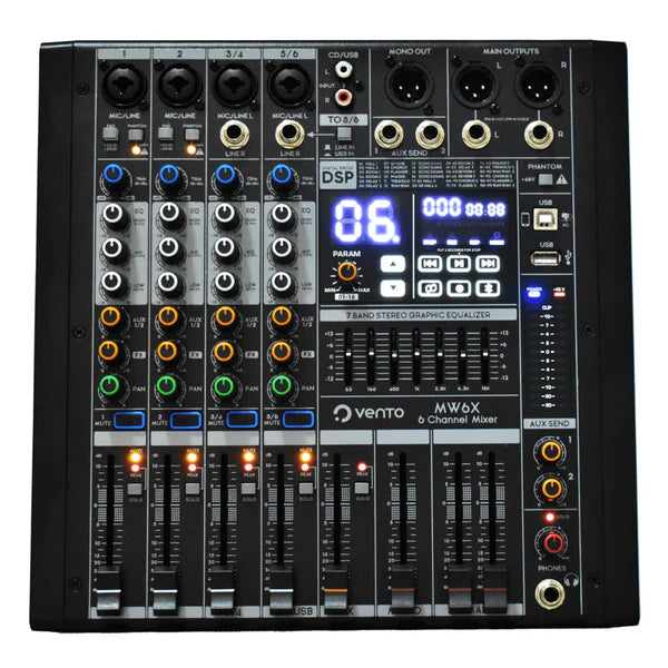 Mezclador de audio Pasivo 6 Canales con Interface y Efectos Vento MW6X